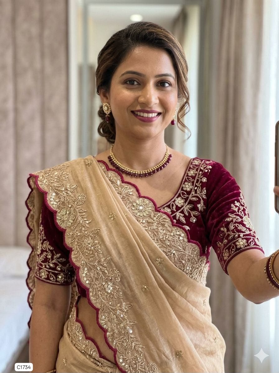 Star Georgette Sequence Work Saree With Havy Sequence Work Blouse